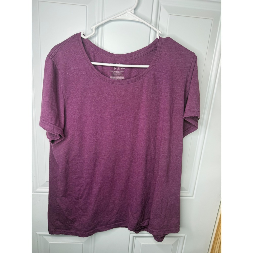 Time and Tru Womens XL Purple Oxford Heather Short Sleeve T-Shirt TT-TTL18001H